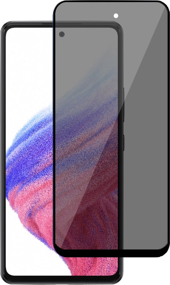 Screenprotector geschikt voor Samsung A53 5G Privé – Screenprotector geschikt voor Samsung A53 5G Privacy Screen Protector Tempered Glass