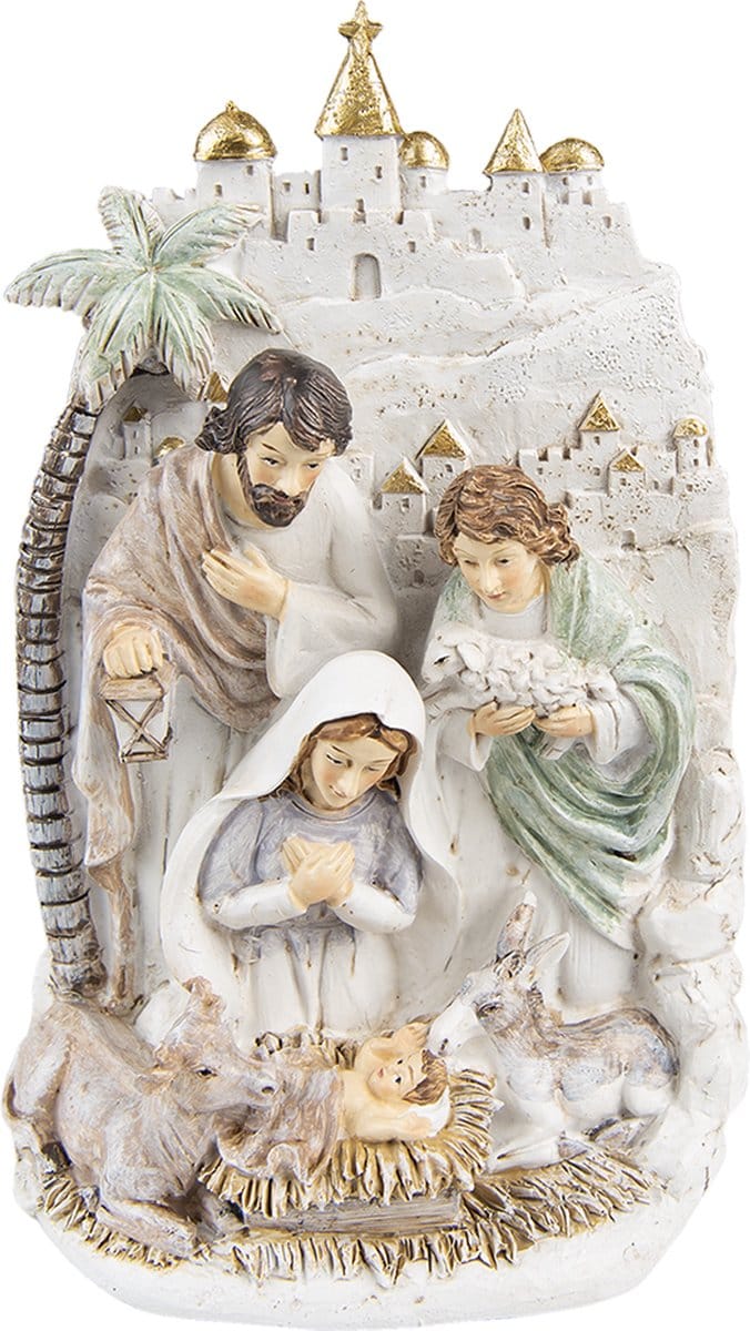 Clayre & Eef Beeld Kerstgroep 25 cm Beige Polyresin Kerstdecoratie