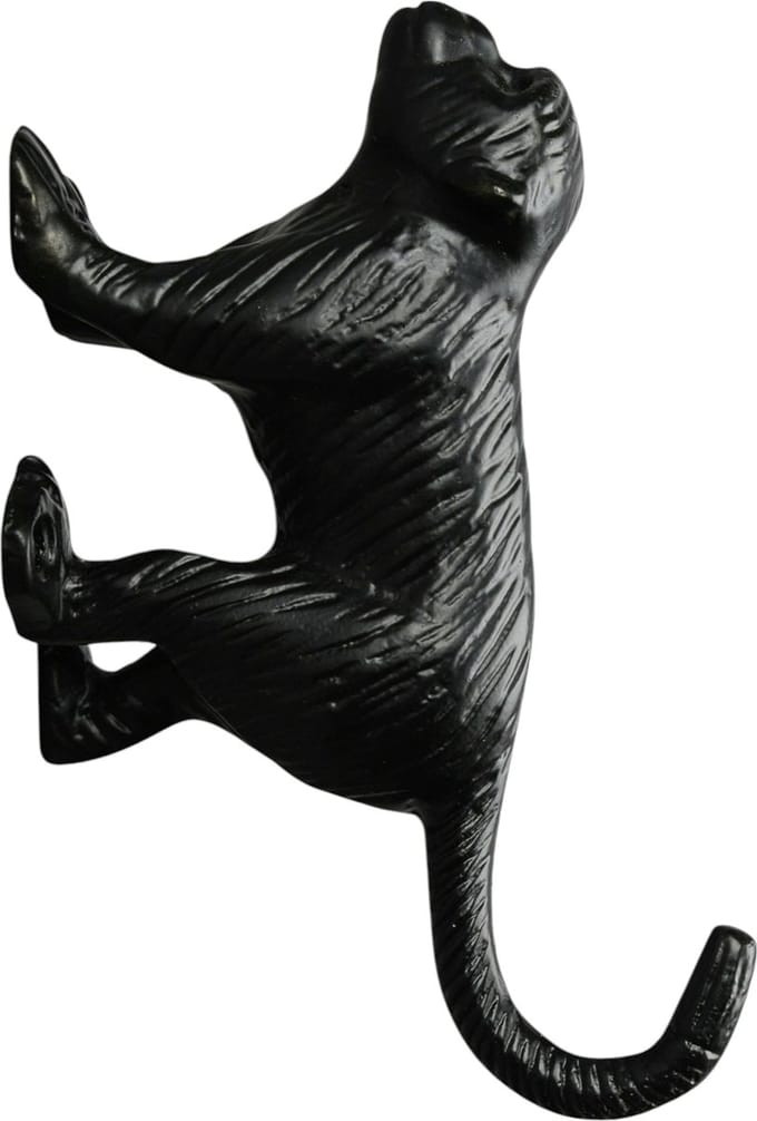 Byon Wall Hook Monkey - aluminium wand haak aap zwart