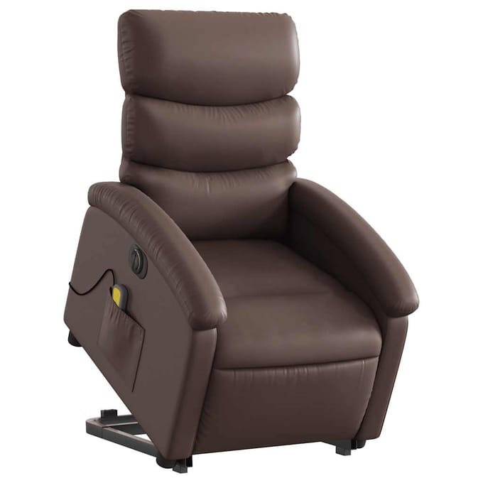 vidaXL - Sta-op-massagestoel - elektrisch - kunstleer - bruin