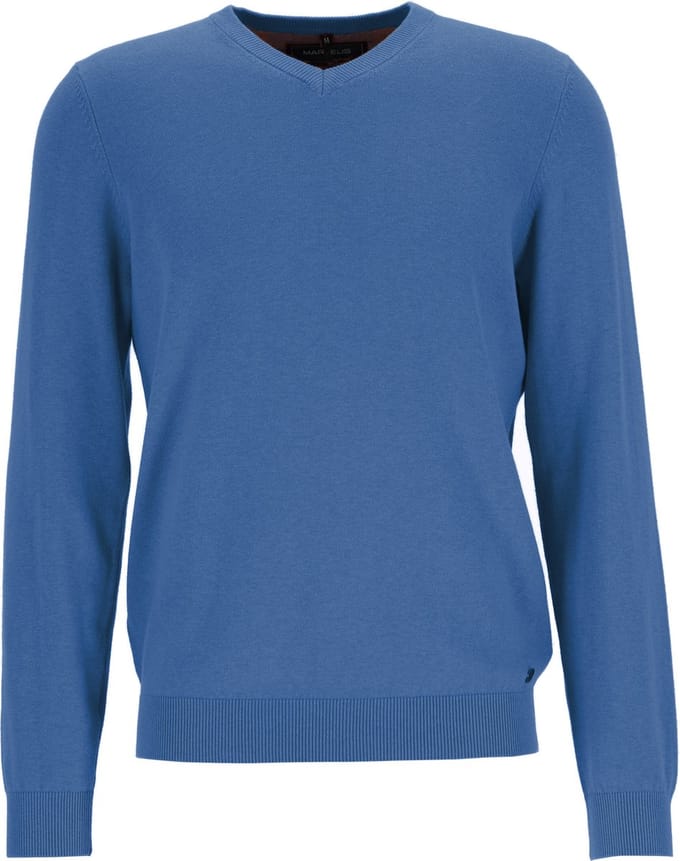 MARVELIS modern fit trui katoen - V-hals - jeansblauw