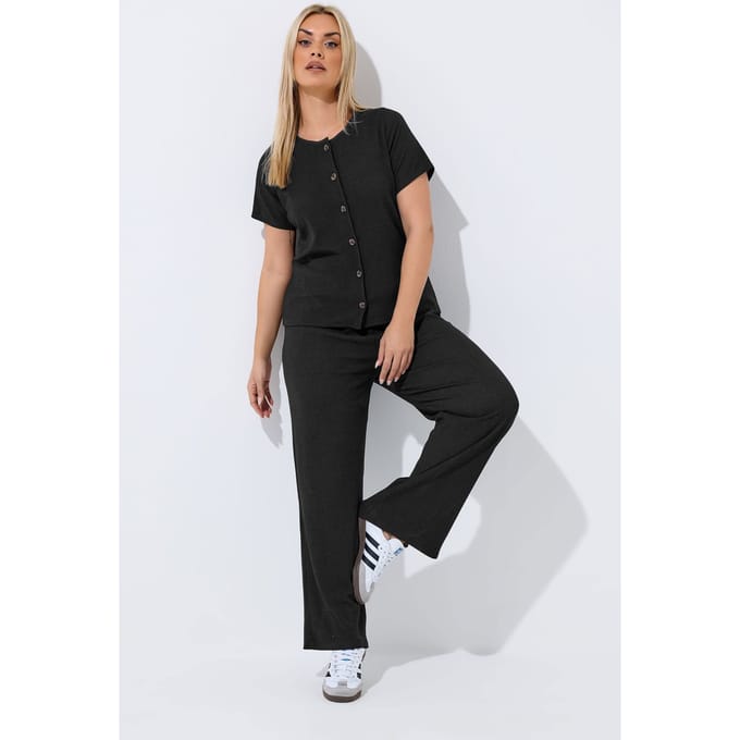 Limited Collection Zwarte Crinkle Broek Met Wijde Pijpen Size 44