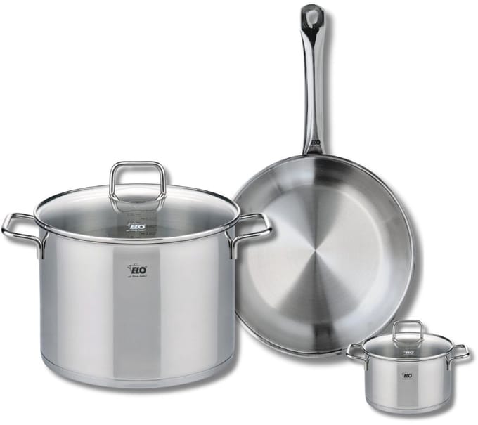 Set van 1 Koekenpan 28 cm en 2 kookpotten 12 en 26 cm Elo Profi Citrin