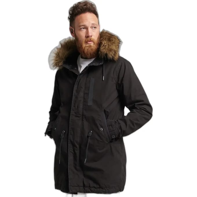 Militaire parka met nepbont Superdry