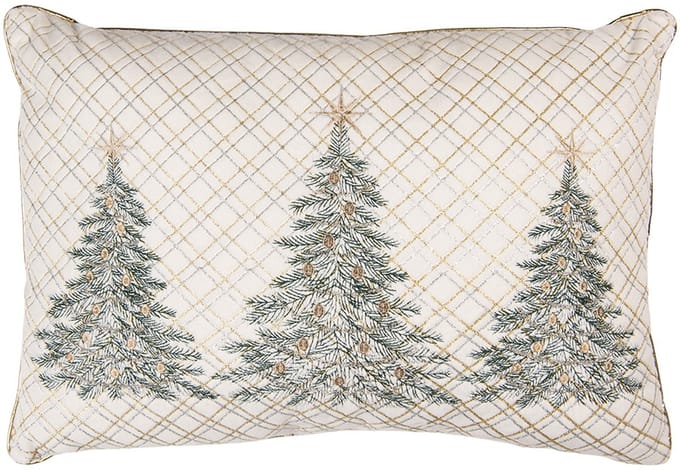 Clayre & Eef Sierkussen 50x35x4 cm Beige Polyester Kerstboom