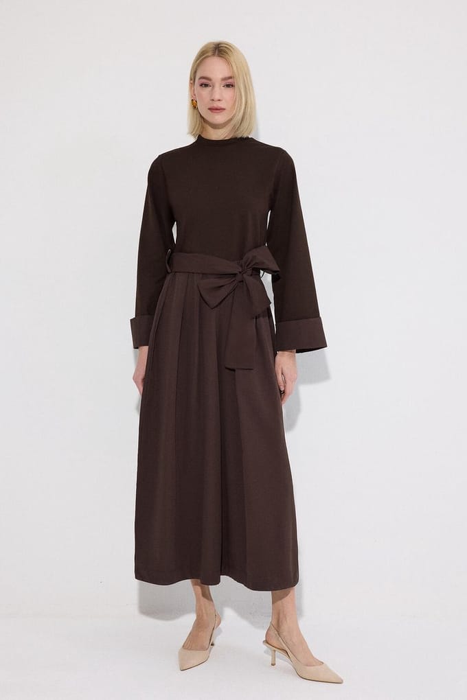 Touché Privé - Jumpsuit met riem - Donkerbruin - Dames