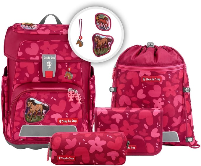 Step by Step schooltas Cloud Schulranzen-Set 5-delig Wild Horse Nora roze