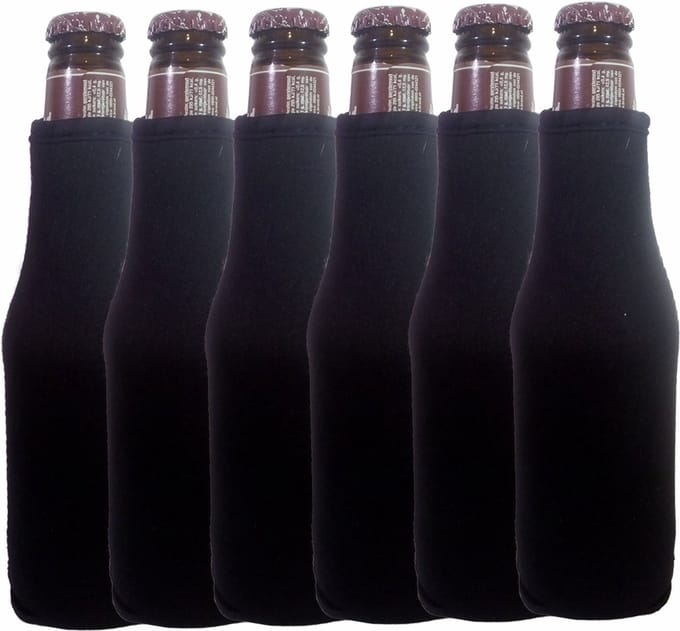 koozie.eu - 6 stuks bierfleshouder- flessen koel houder | bierfles | zwart