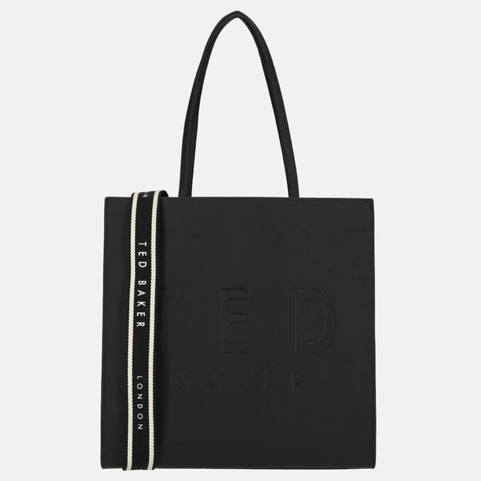 Ted Baker schoudertas Iconny Webbing Large Icon Bag Jet Black zwart
