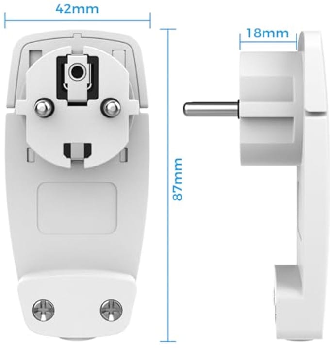 Extra platte stekker met inklapbare handgreep - Set van 2 - Schuko-stekker voor 1,5 mm² kabels, IP20, 250 V (16 A)