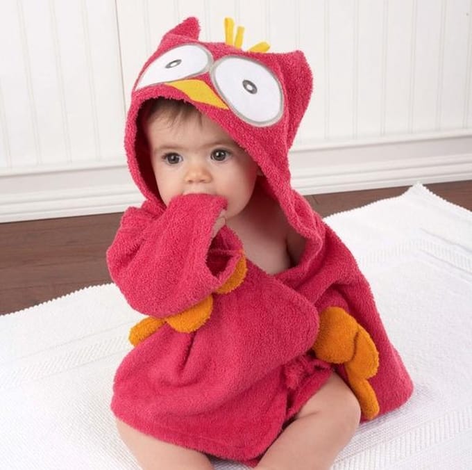 Badjas Roze Uil (0-12m)