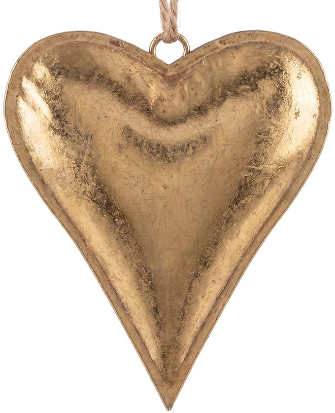 Clayre & Eef Decoratie Hart Goudkleurig Metaal