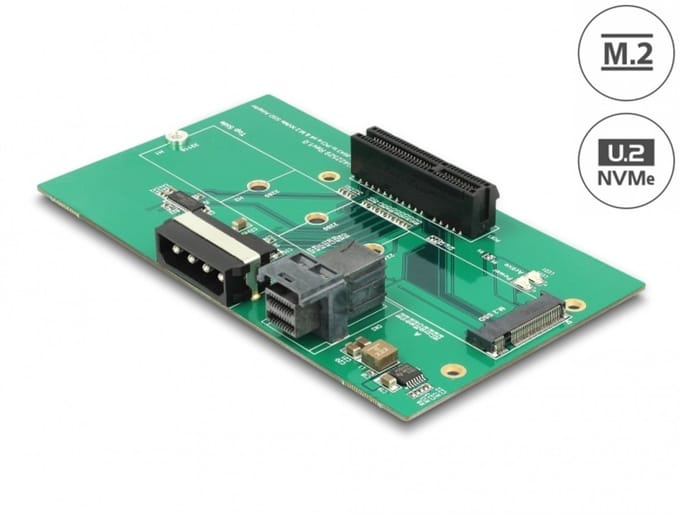 Delock U.2 SFF-8643 Adapter to PCIe x4 or M.2 Key M slot with fixing plate