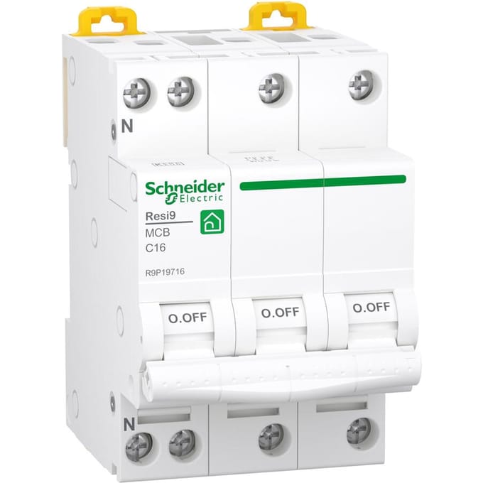 Schneider Electric Resi9 XP MCB/circuit breaker 3PN C-characteristic 16A 6kA 54mm