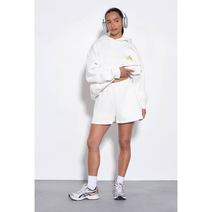 boohoo Dames Citroenen Print Sweat Short | Ecru | Maat: Small