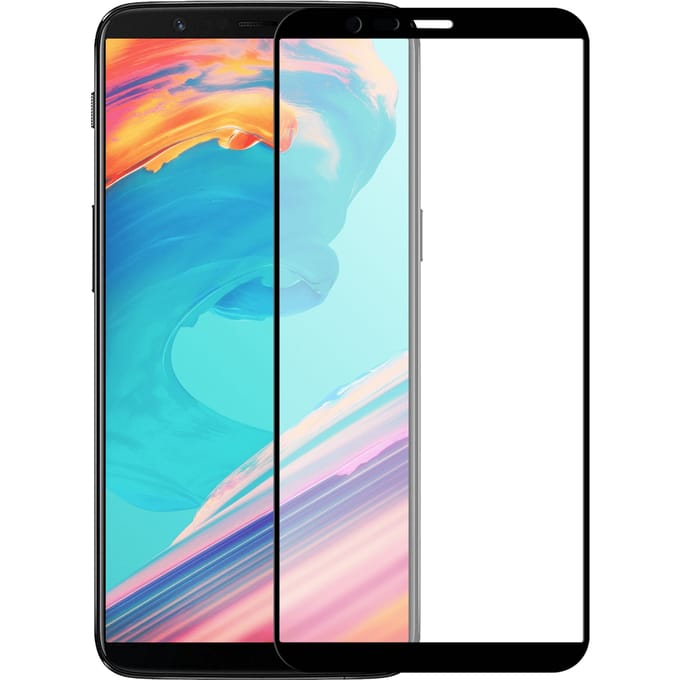 OnePlus 5T screenprotector gehard glas Edge to Edge - Zwart