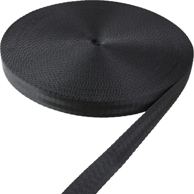 Zwarte Nylon Band 20mm Breed - 25 Meter Op Rol