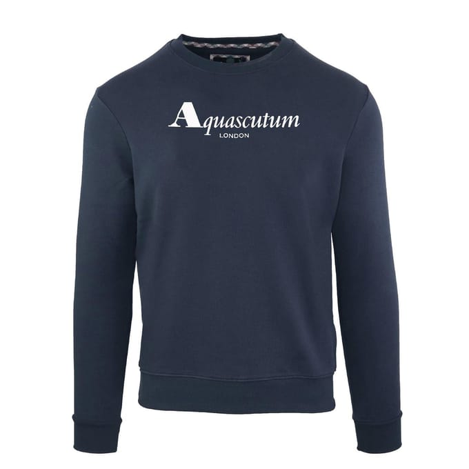 Aquascutum Heren Geribbelde Logo Sweatshirt (Marineblauw)