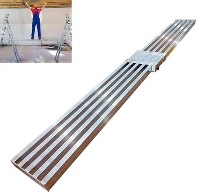 Steigertoren Platform - Werkbord Aluminium - Kluswerk Binnen - Verstelbare Lengte - 330 cm - Zilver
