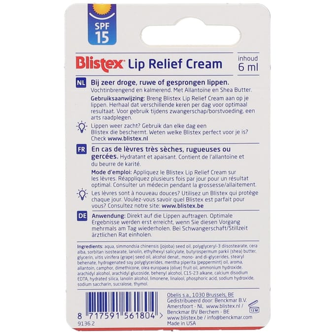 Blistex Lip Relief Cream - 6 ml - Lippenbalsam