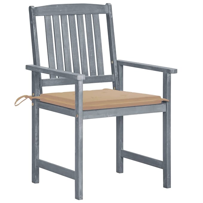 vidaXL - Tuinstoelen - 6 - st - met - kussens - massief - acaciahout - grijs