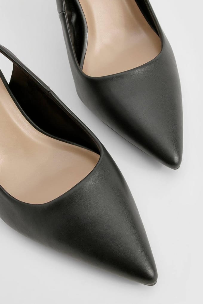 boohoo Dames Middelhoge Slingback Court Schoenen | Black | Maat: 4