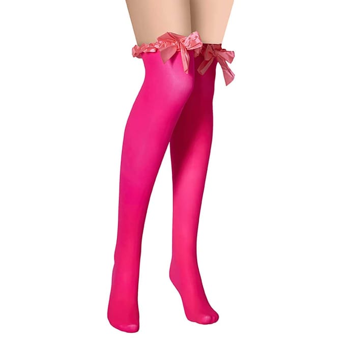 Apollo - Dames Fantasy panty stay up - Fluor rose - One Size - Panty - Stay up kousen dames - Pantys - Stay up panty - Panty's