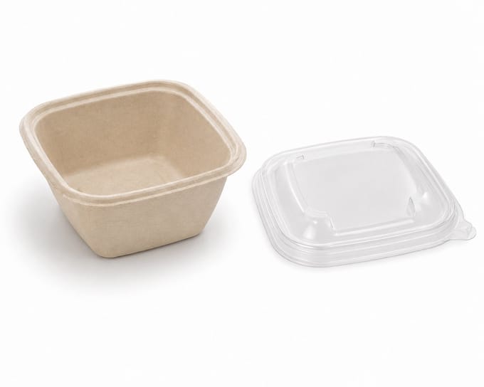 Sabert suikerriet bakje 500 ml met deksel - 50 stuks - magnetron bakjes