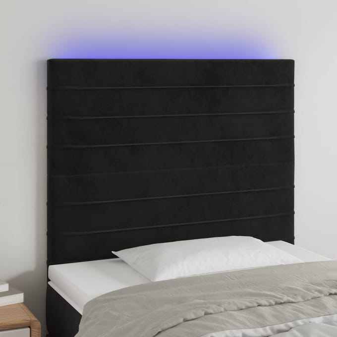 vidaXL - Hoofdbord - LED - 80x5x118/128 - cm - fluweel - zwart