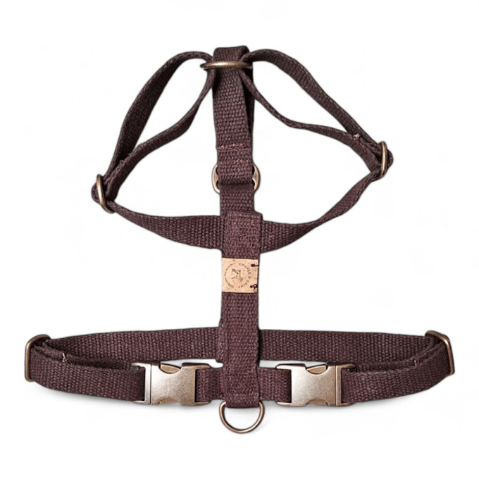 Cooper & Quint Simply Hemp Hondentuig - Medium - Kastanjebruin - Oud Messing