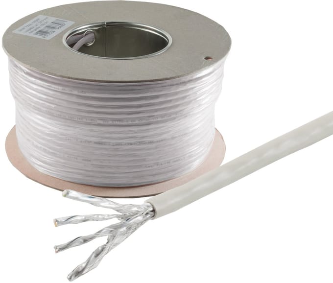 S/FTP CAT6 Gigabit netwerkkabel met flexibele aders - AWG27 / grijs - 100 meter