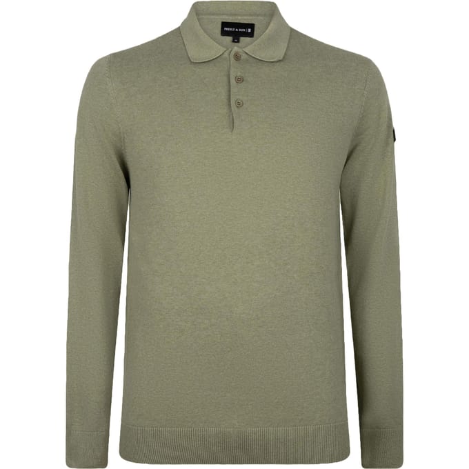 Presly & Sun Trui Brad Long Sleeve Knitted Polo Groen