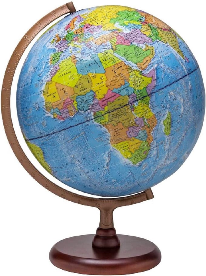 Verlichte Wereldbol - 30 cm Desktopmodel met Zichtbare Zeebodem Topografie