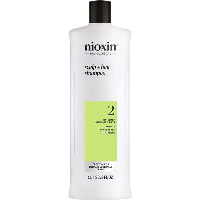 Nioxin System 2 - Shampoo - voor Natuurlijk Haar - Anti Haaruitval - Gevorderde Uitdunning - 1000ml