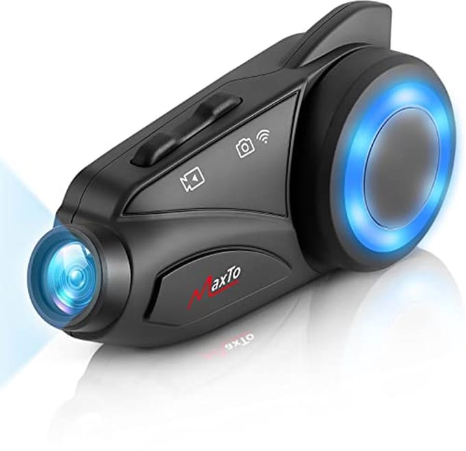 Motorhelm Communicatie - Helm Intercom - Groepsgesprekken Rijden - Met HD Camera - 3280FT Bereik - Zwart