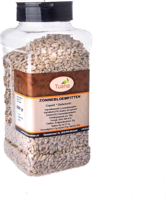 Tuana Kruiden - Zonnebloempitten Gepeld - Strooibus 500 Gram - GP-Z-0004
