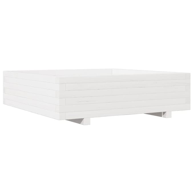 vidaXL - Plantenbak - 90x90x26,5 - cm - massief - grenenhout - wit