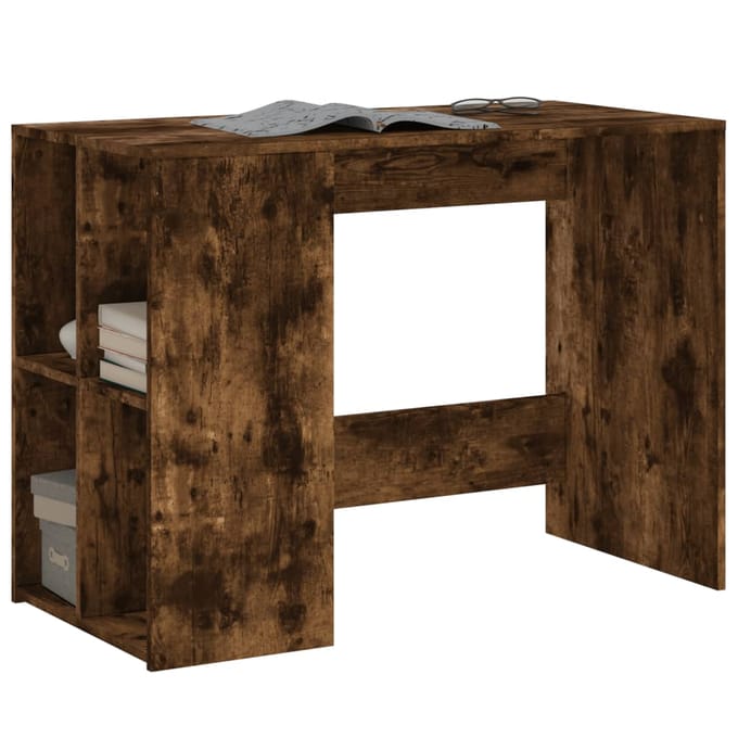 vidaXL - Bureau - 102x50x75 - cm - bewerkt - hout - gerookt - eikenkleurig