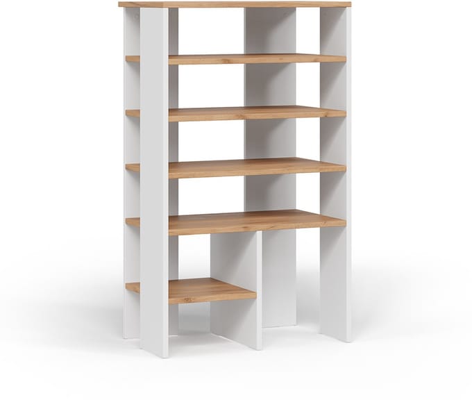 Vicco Marlon Schoenenkast – 60 x 100 cm met 5 compartimenten Eik wit/goud