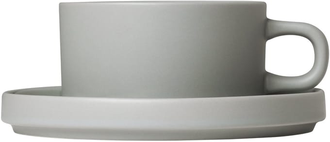 Blomus PILAR theekoppen - 2 stuks - 170ml met schotel - Mirage Grey