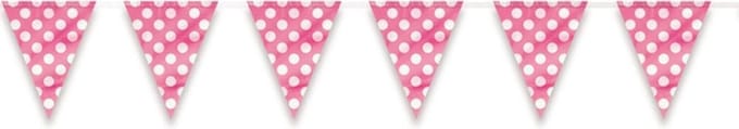 Unique Vlaggenlijn Stippen 4 M Roze/wit