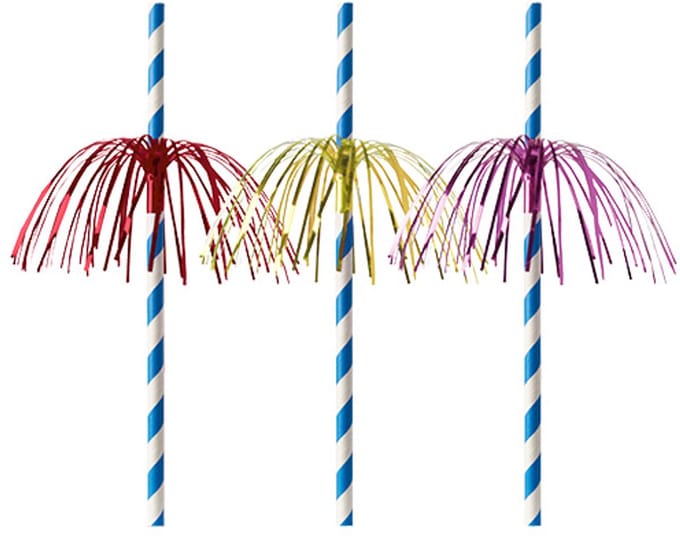 10x 50 Drinkrietjes papier Ø 6 mm · 20 cm blauw/wit Fireworks