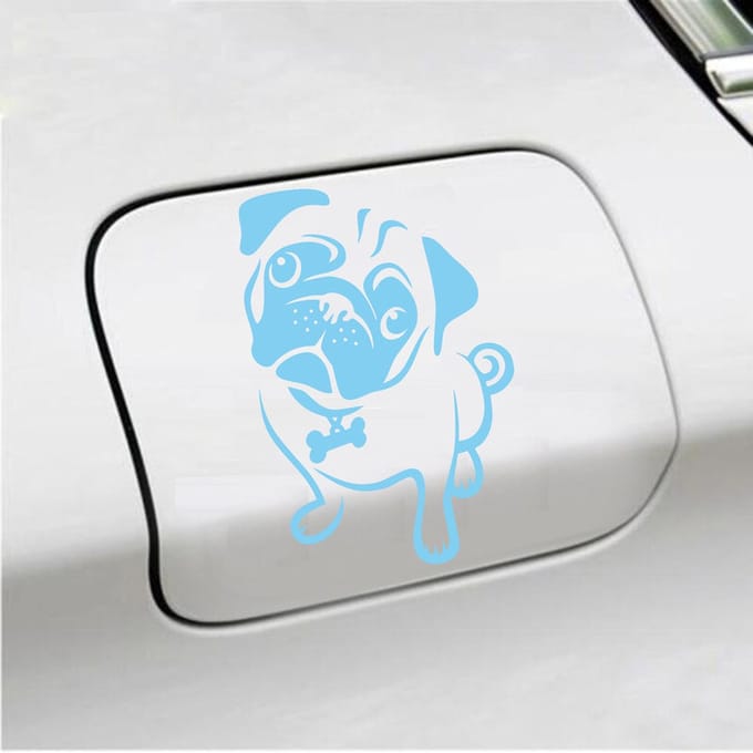 Bumpersticker - Hond - 15 X 10 - Licht Blauw