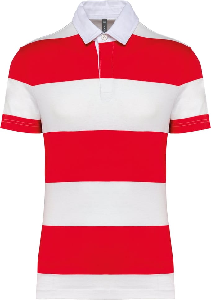 Kariban Gestreepte uniseks polo korte mouwen K286 - Red / White Stripes - L