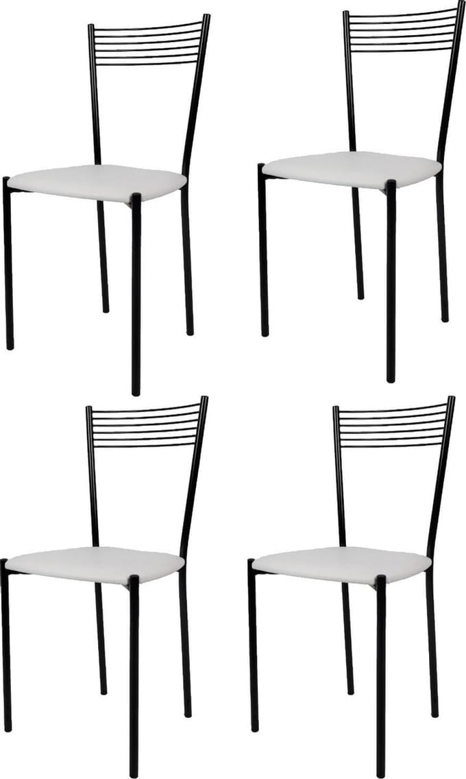 Tommychairs Elegance - Eetkamerstoelen - Set van 4 - Zwart & Wit - Kunstleer & Metaal