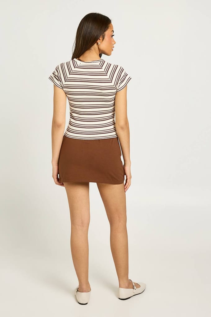 boohoo Dames Basic Jersey Skort | Chocolate | Maat: 6