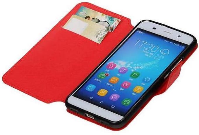 Cross Pattern TPU Bookstyle Wallet Case Hoesje Geschikt voor Honor 4 A / Y6 Rood