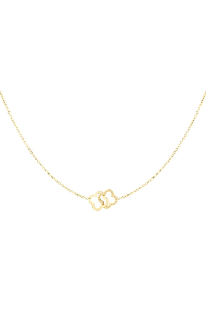 Lincked Lucky Clovers Ketting- goudkleur- klaver