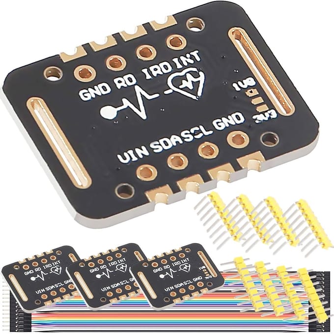 MAX30102 Heart Rate Sensor Module Pulse Detection Blood Oxygen Concentration Detection Card with Compatible DuPont Cable, Pack of 4