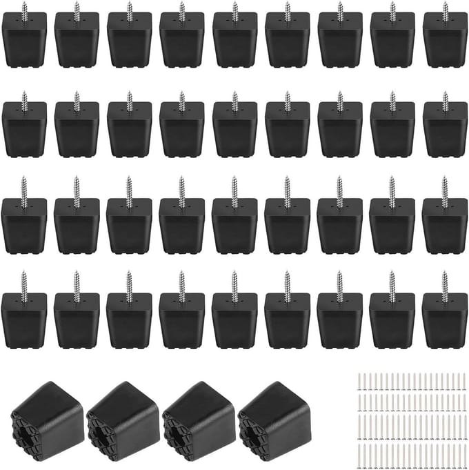 Zwarte rubbere voetjes voor meubels - 40 stuks, schroefbare meubelbescherming